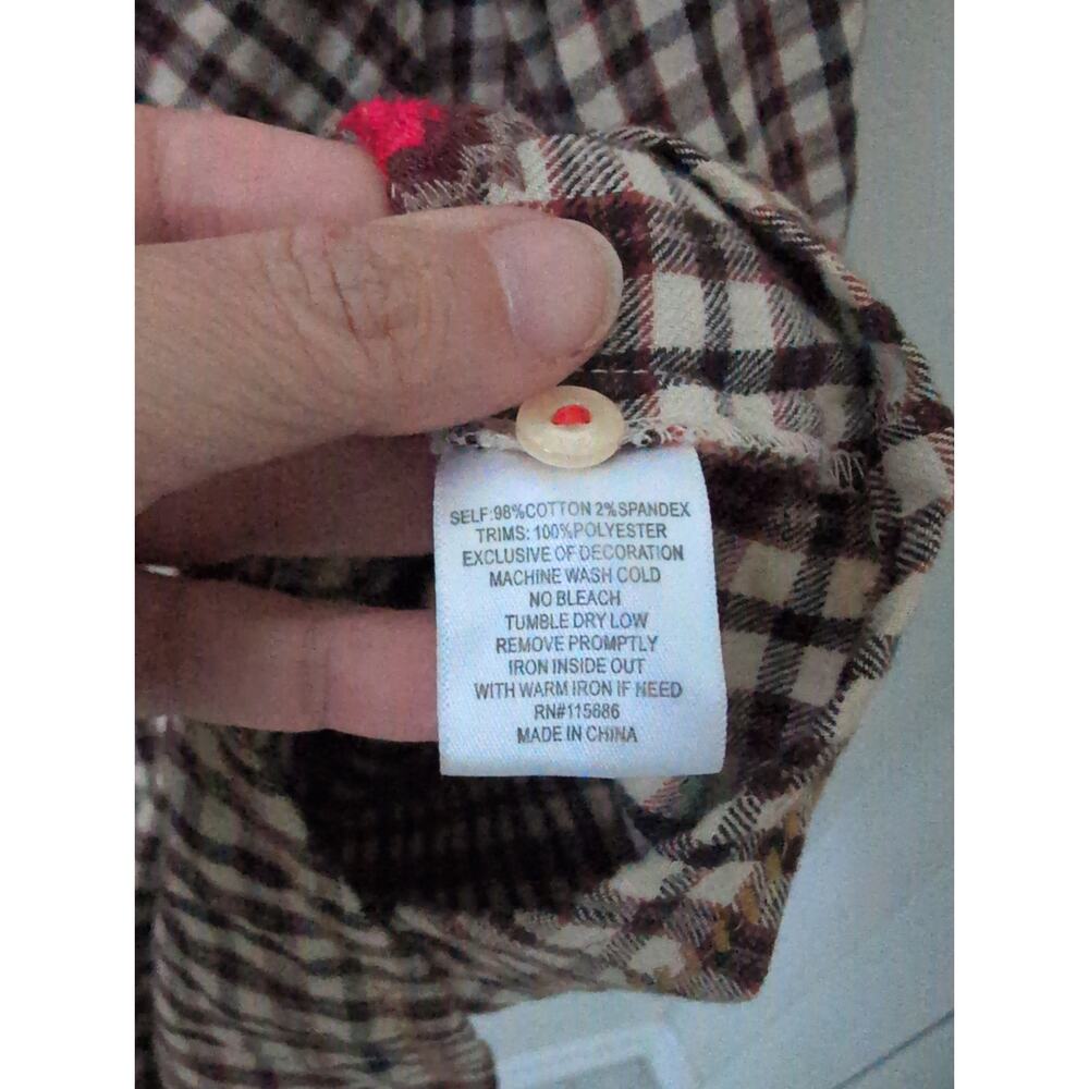 Johnny Was 3J Workshop Plaid Peplum Flannel Tunic Medium Embroidered Boho - Picture 4 of 7